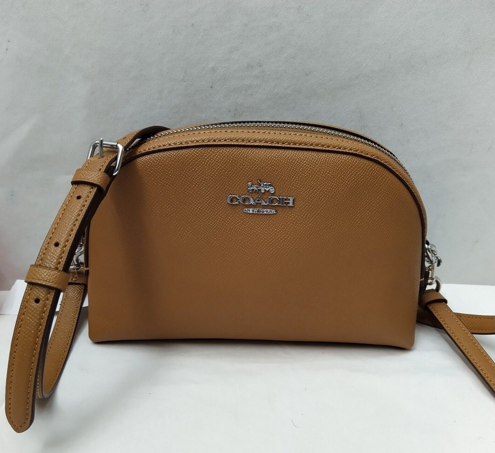 Coach Madi Light Saddle Brown Crossgrain Leather Zipper Crossbody Bag - NWT